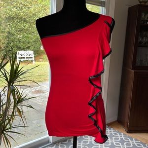 One shoulder red  top